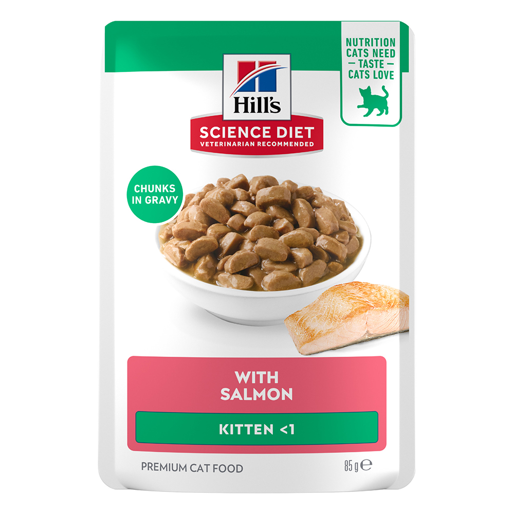 Hill's Science Diet Kitten Up To 1 Year With Salmon Wet Cat Food 85gm 12 Pouches