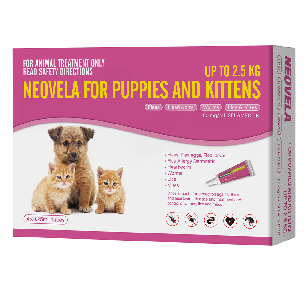 Neovela (Selamectin) Flea and Worming For Puppies and Kittens Upto 2.5 Kg Pink