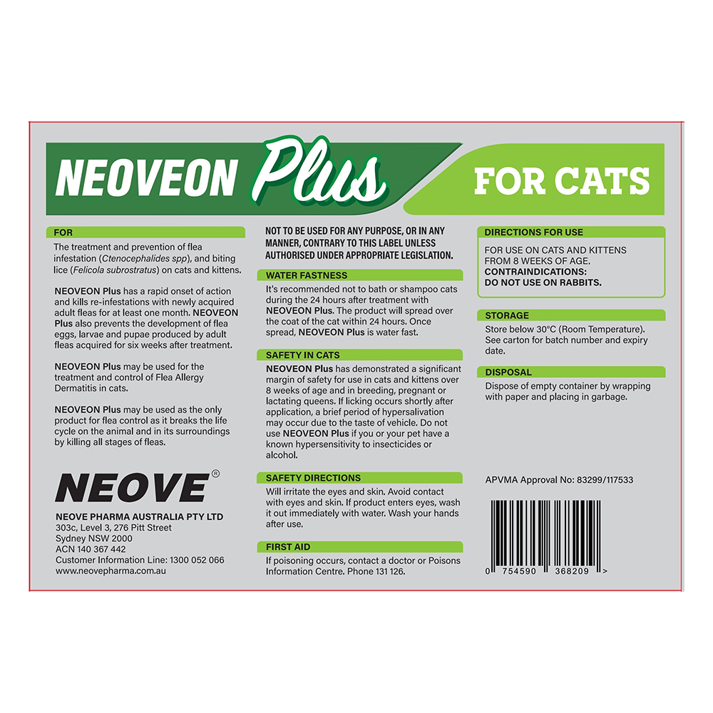 Neoveon Plus Fleas and Lice For Cats