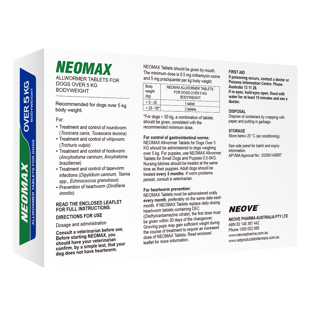 Neomax Allwormer Tablets For Large Dogs 5 To 25 Kg