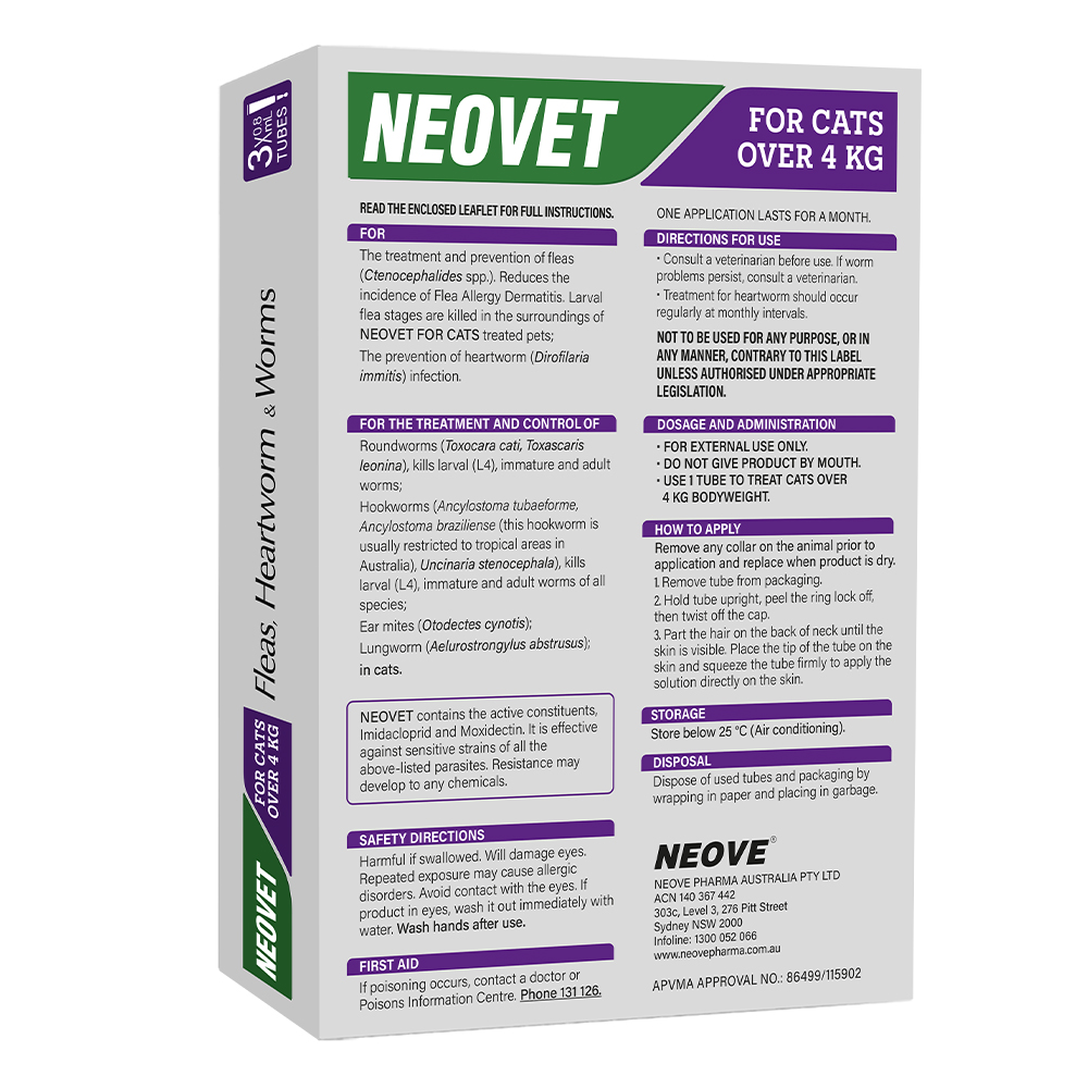 Neovet Flea and Worming For Cats over 4kg Purple