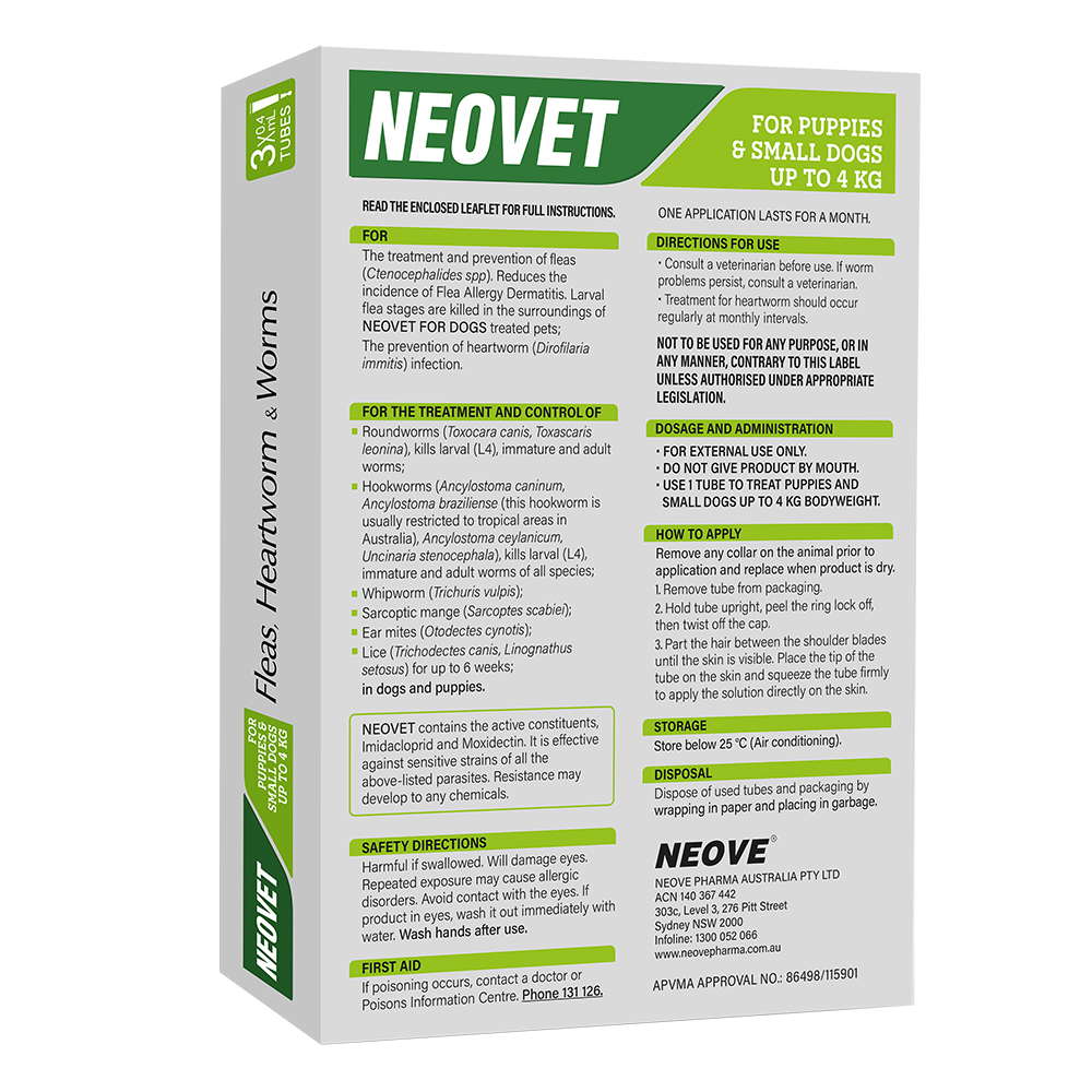 Neovet Flea and Worming For Puppies and Small Dogs Upto 4kg Green