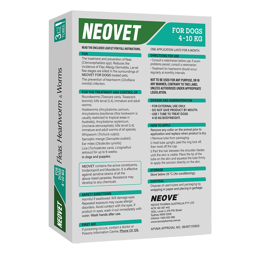 Neovet Flea and Worming For Medium Dogs 4 to 10kg Aqua