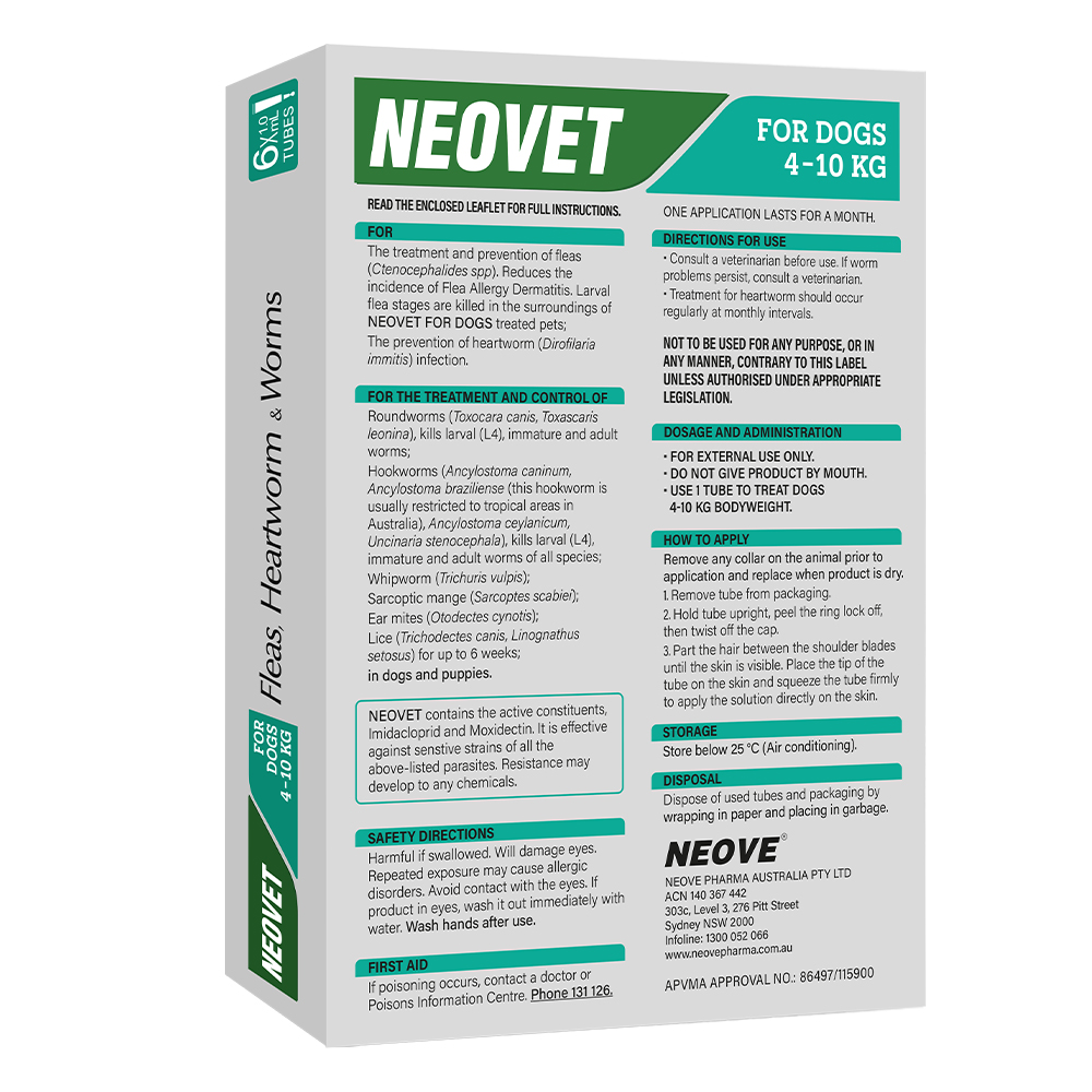Neovet Flea and Worming For Medium Dogs 4 to 10kg Aqua