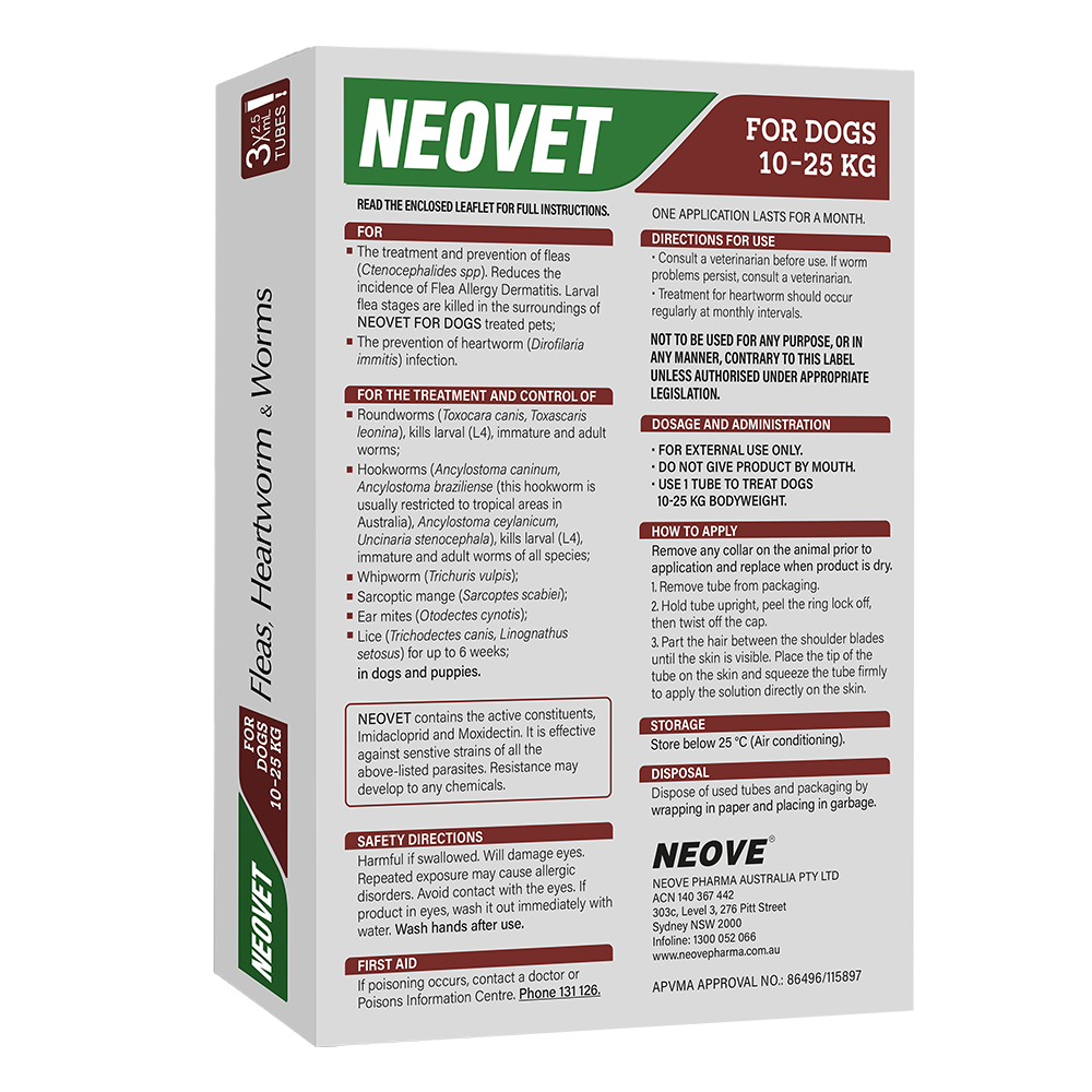 Neovet Flea and Worming For Large Dogs 10 to 25kg Red