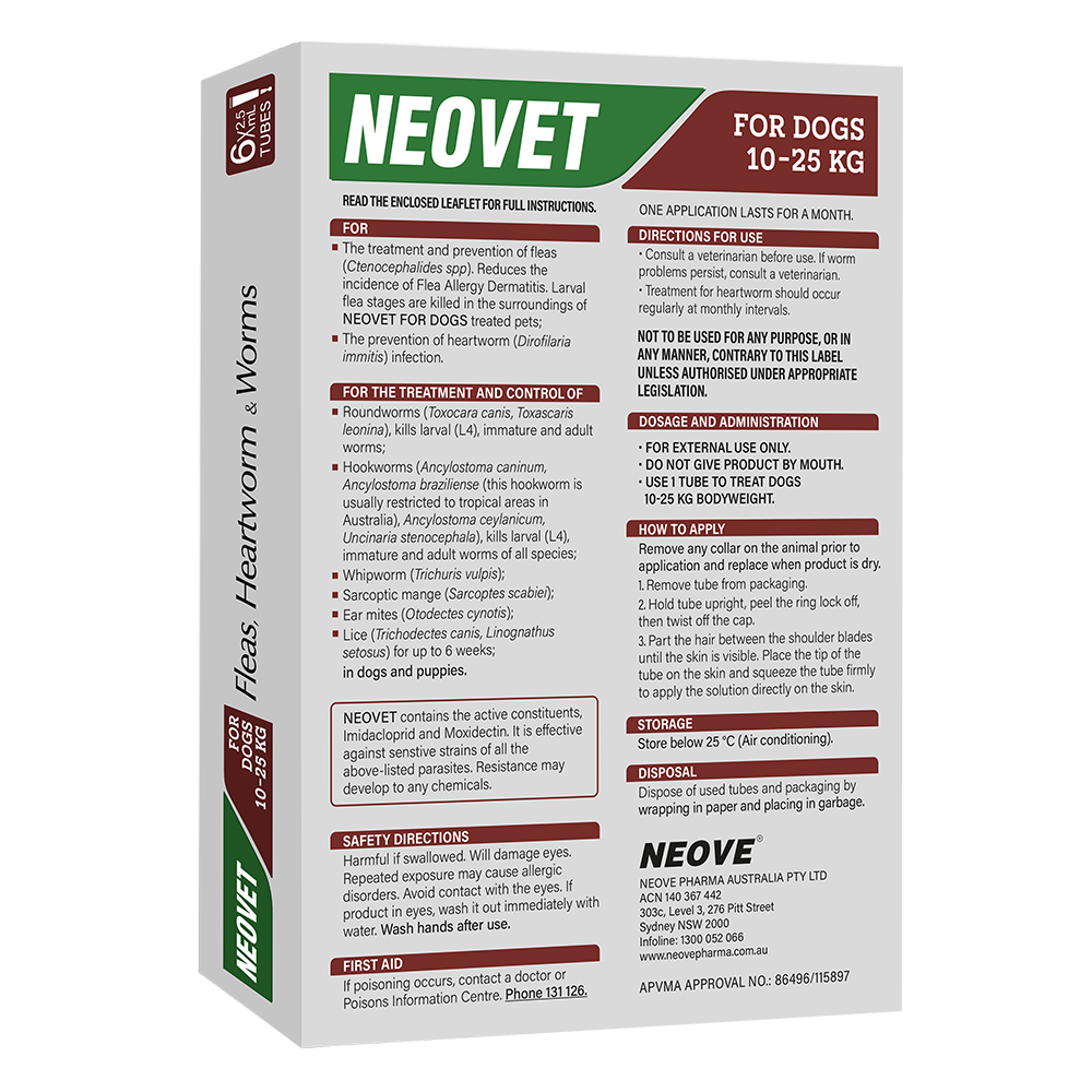 Neovet Flea and Worming For Large Dogs 10 to 25kg Red