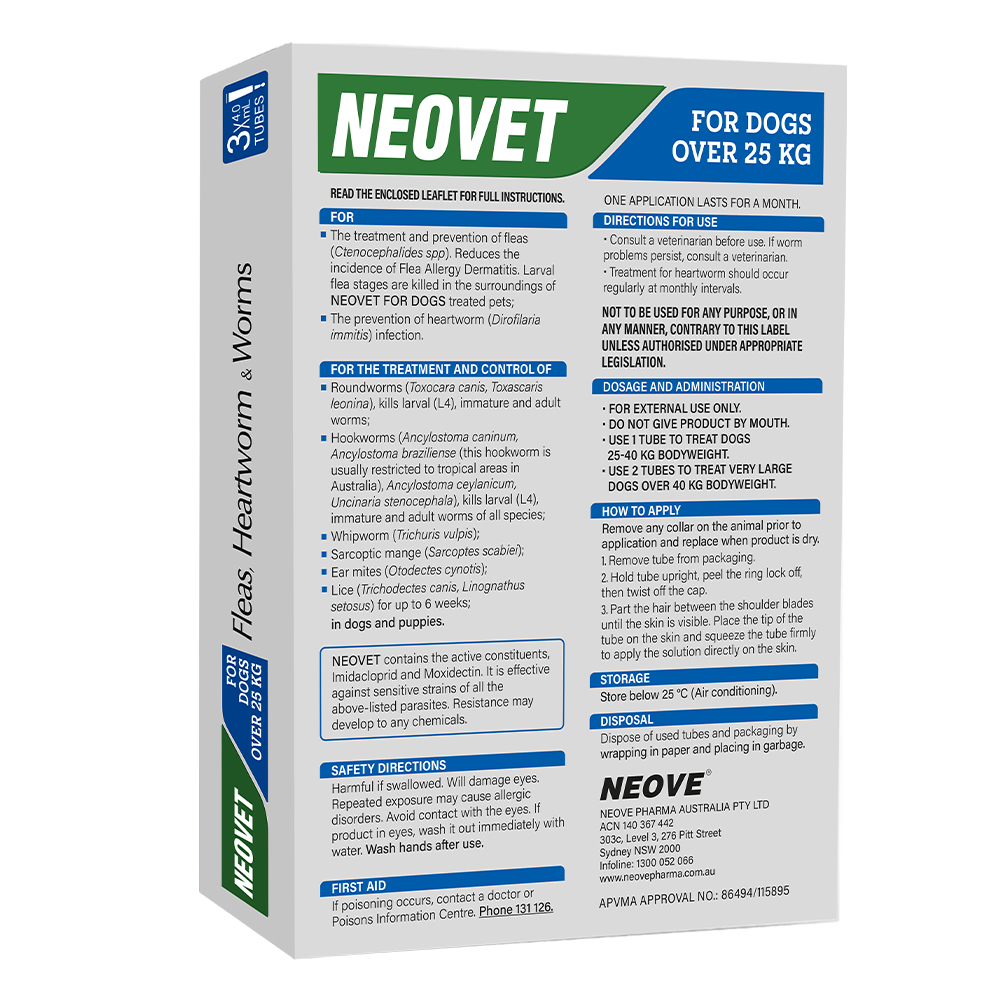 Neovet Flea and Worming For Extra Large Dogs Over 25Kg Blue