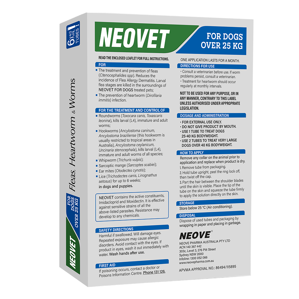 Neovet Flea and Worming For Extra Large Dogs Over 25Kg Blue