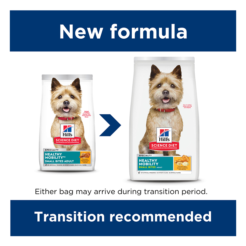 Hill's Science Diet Healthy Mobility Small Bites Adult Chicken Meal, Brown Rice & Barley Recipe Dry Dog Food