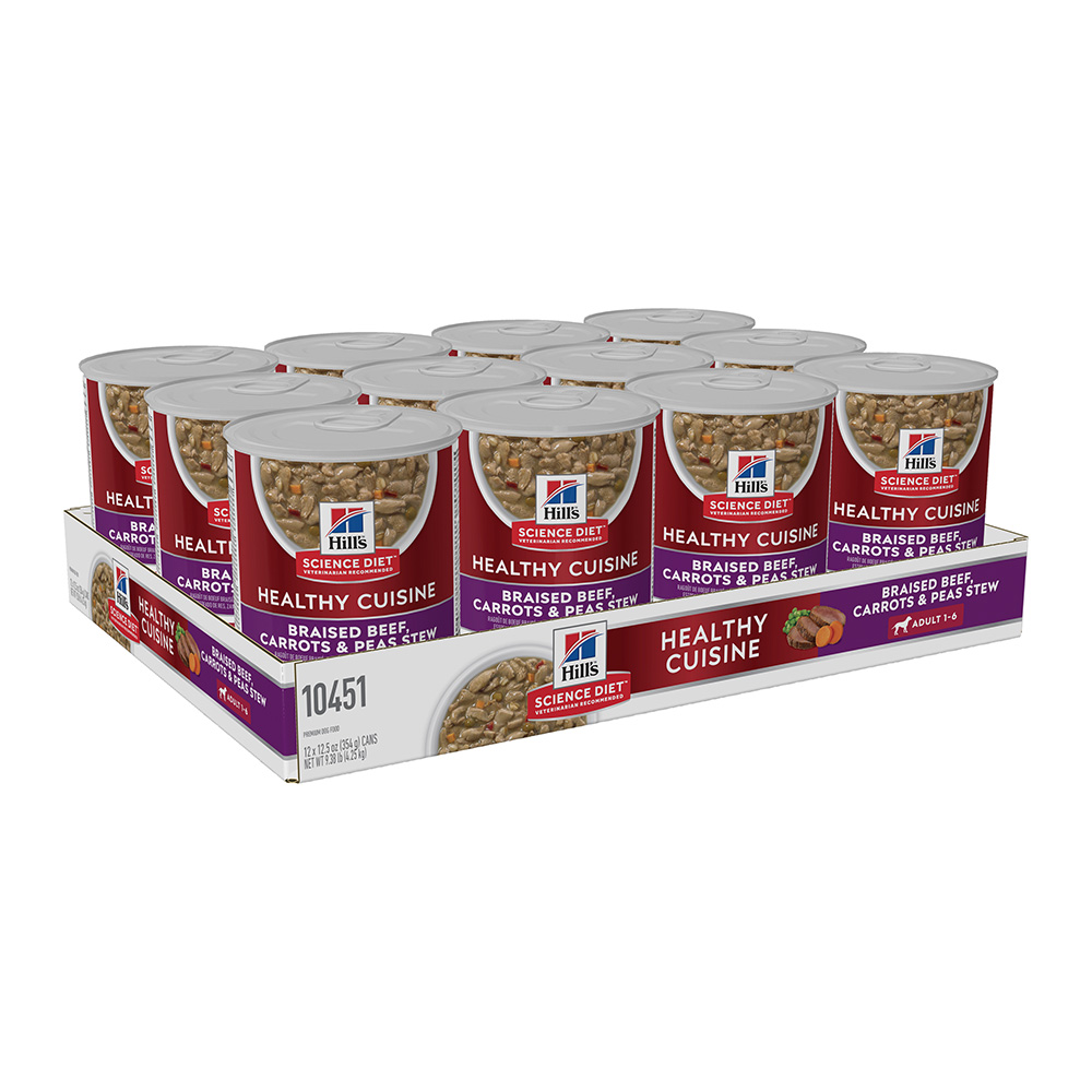 Hill's Science Diet Healthy Cuisine Adult 1-6 Braised Beef, Carrots & Peas Stew Wet Dog Food 354gm