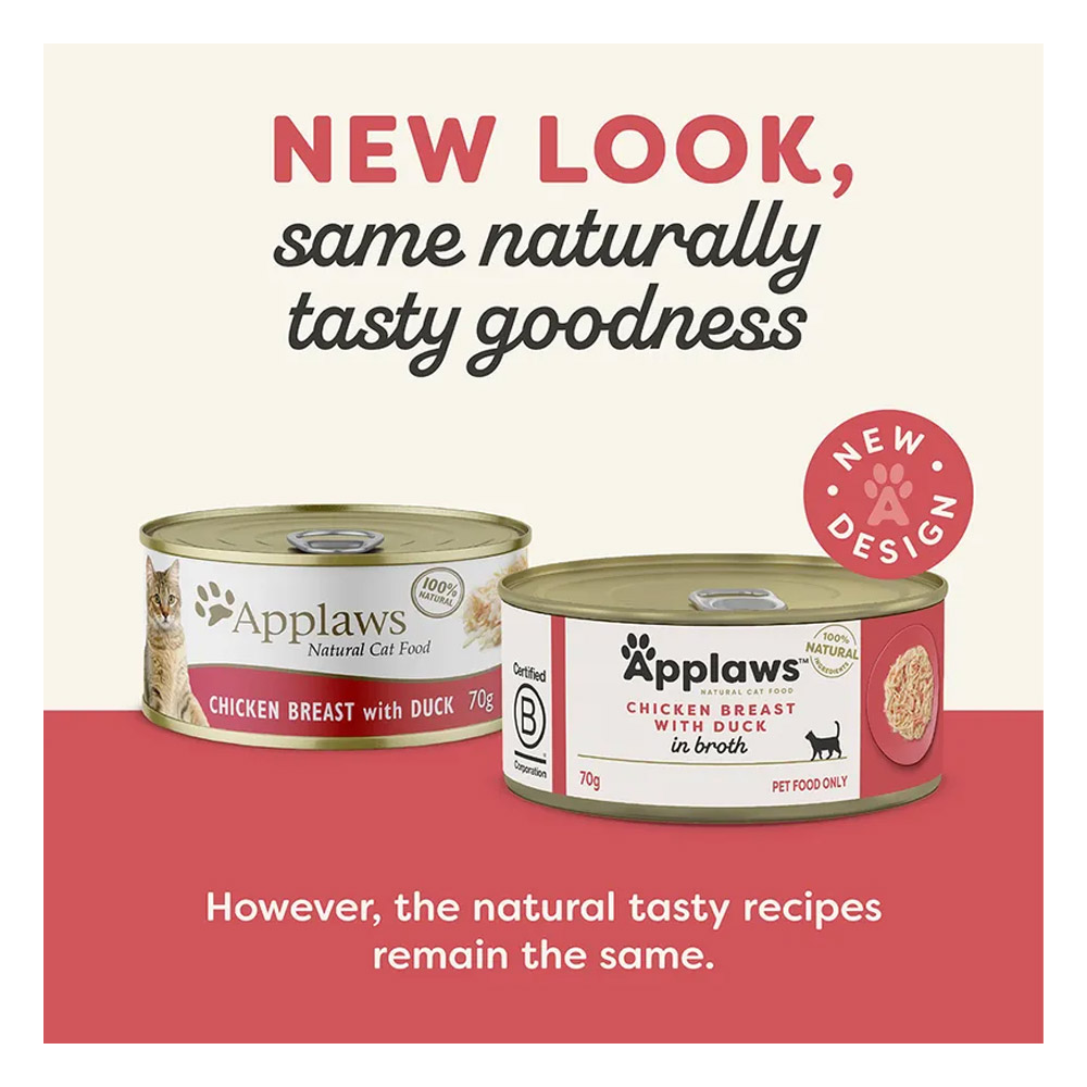 Applaws Natural Chicken Breast with Duck in Broth Wet Cat Food 70gm