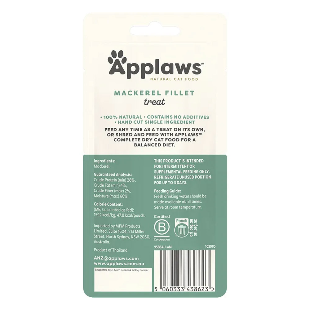 Applaws Natural Mackerel Fillet Cat Treat 30gm