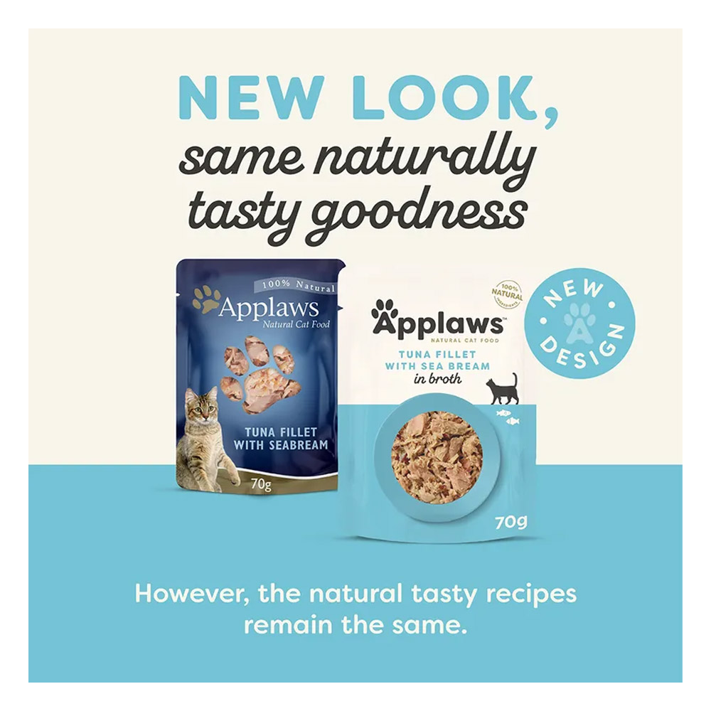 Applaws Natural Tuna Fillet with Sea Bream in Broth Wet Cat Food 70gm