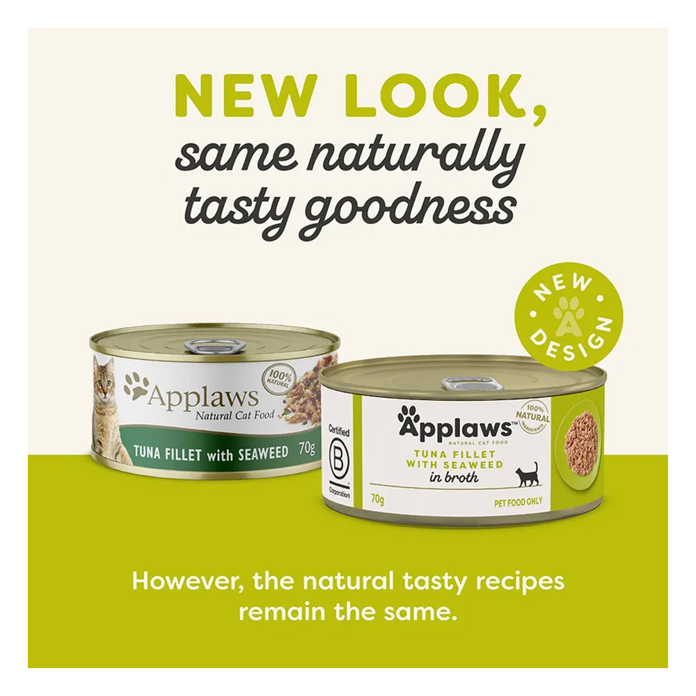 Applaws Natural Tuna Fillet with Seaweed in Broth Wet Cat Food 70gm