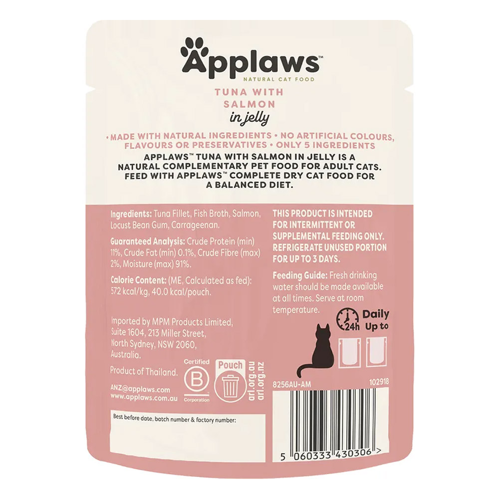 Applaws Natural Tuna with Salmon in Jelly Wet Cat Food 70gm