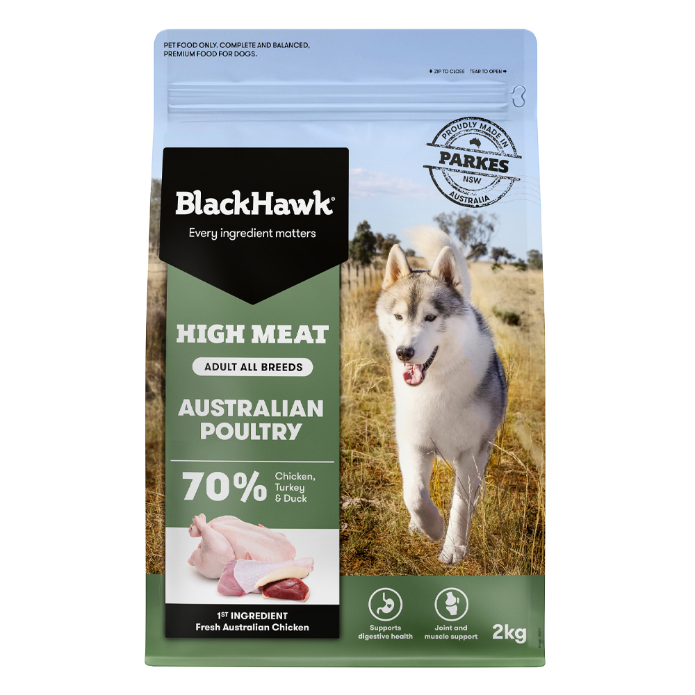 Black Hawk High Meat Adult Australian Poultry Dry Dog Food  2 Kg