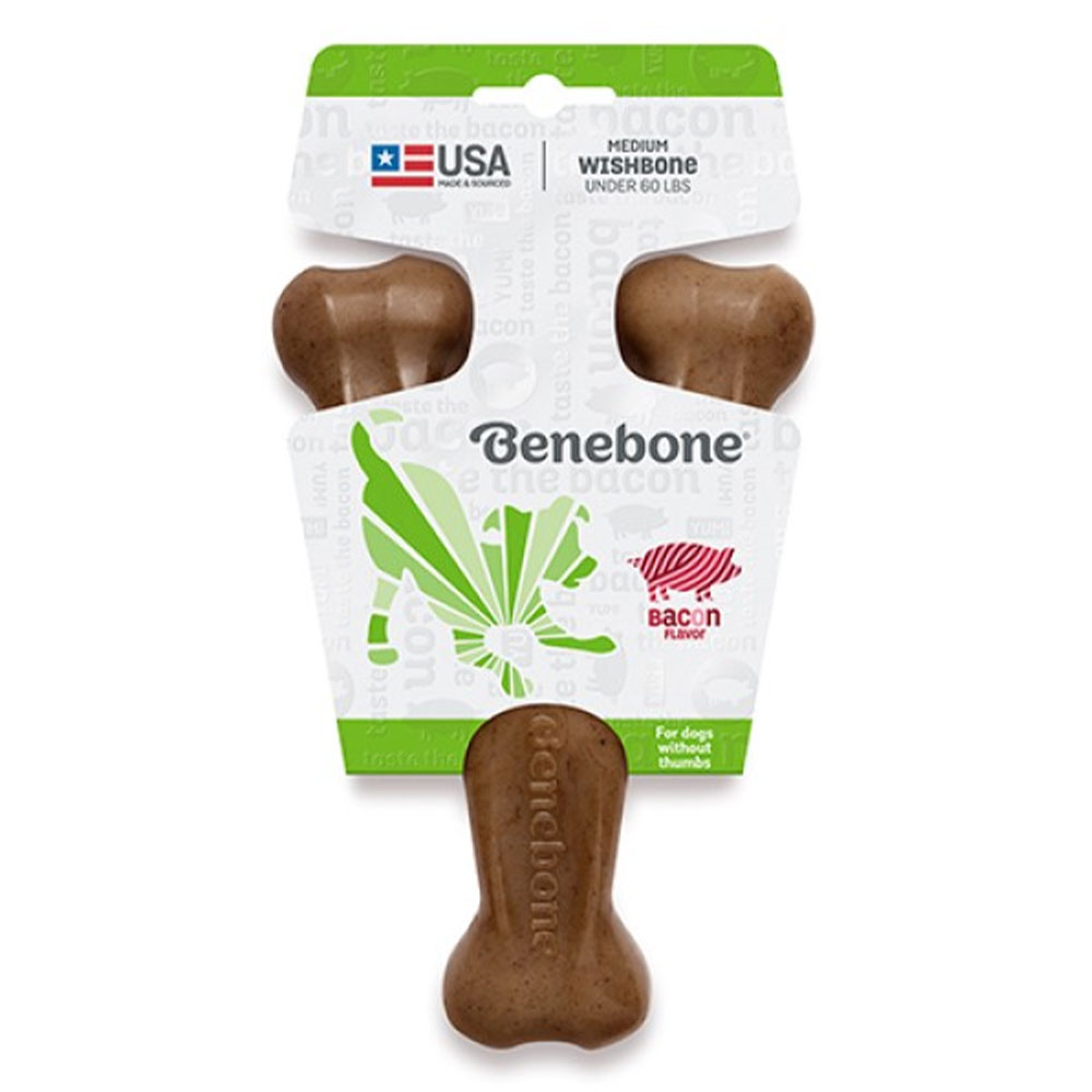Benebone Wishbone Bacon Chew Toy For Dogs Medium 1 Piece