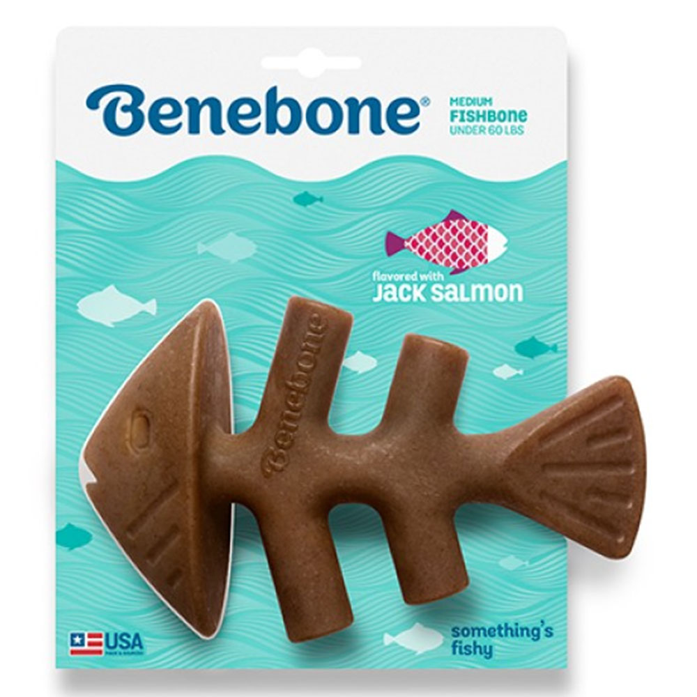 Benebone Fishbone Jack Salmon Chew Toy For Dogs Medium 1 Piece