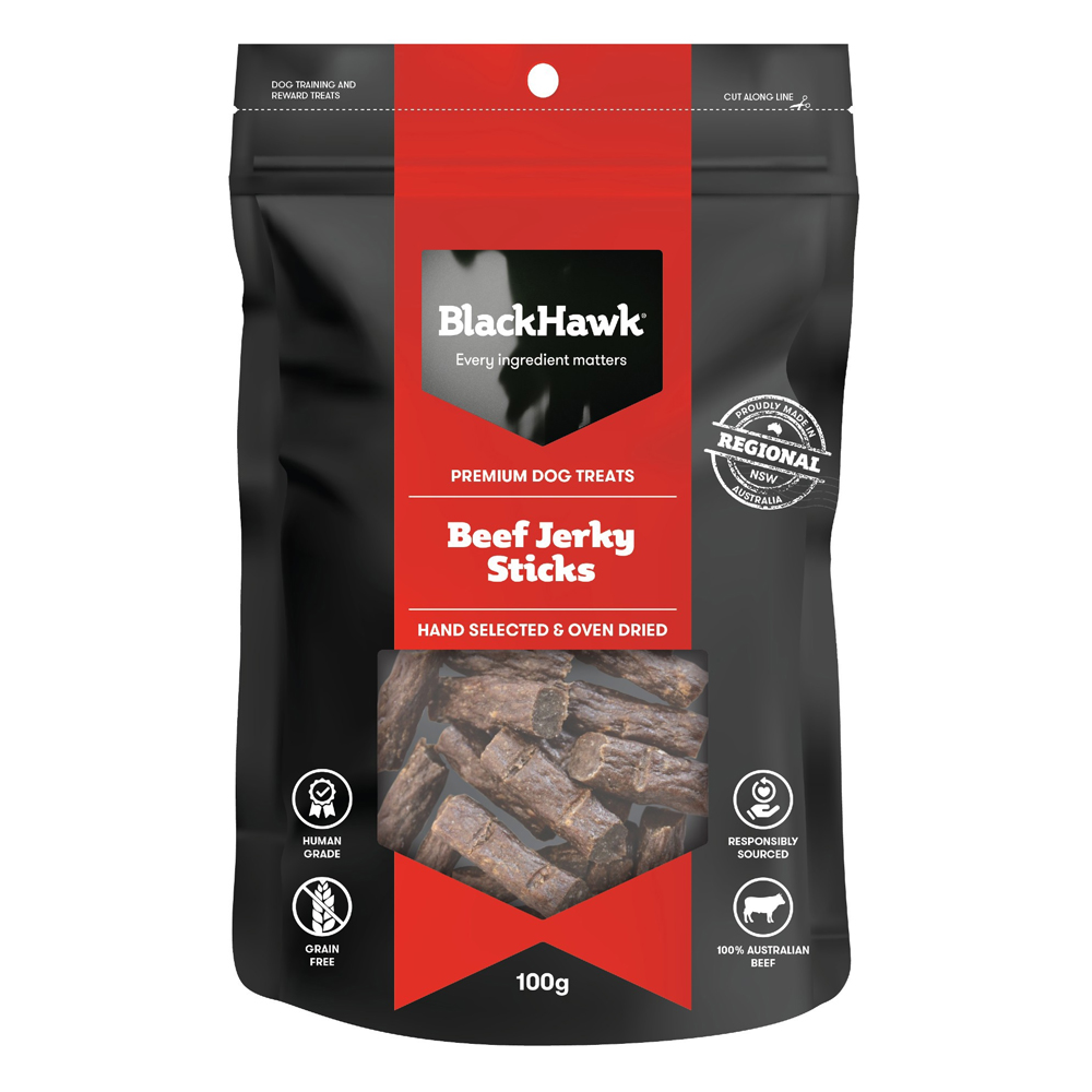 Black Hawk Beef Jerky Sticks Dog Treats  100 Gm