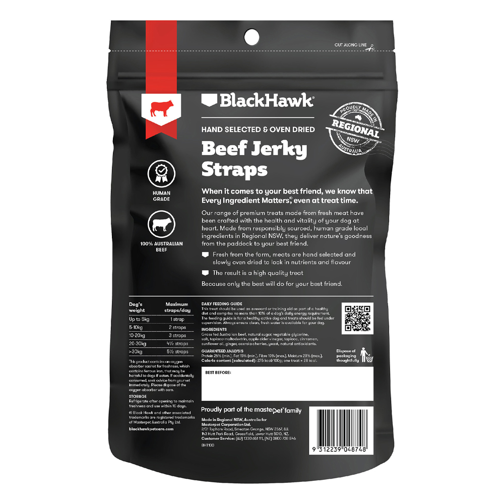 Black Hawk Beef Jerky Straps Dog Treats
