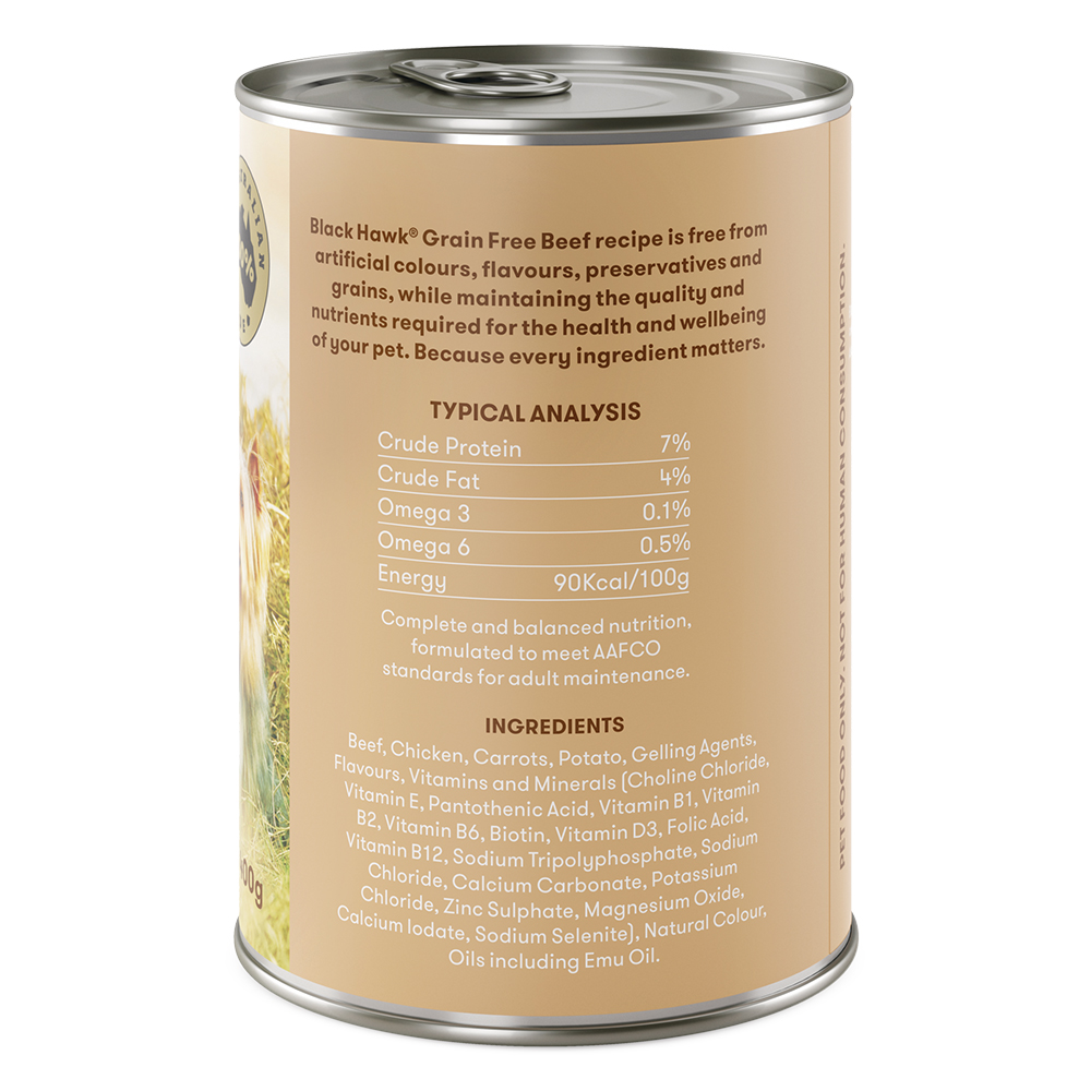 Black Hawk Grain Free Adult Beef Wet Dog Food 400gm