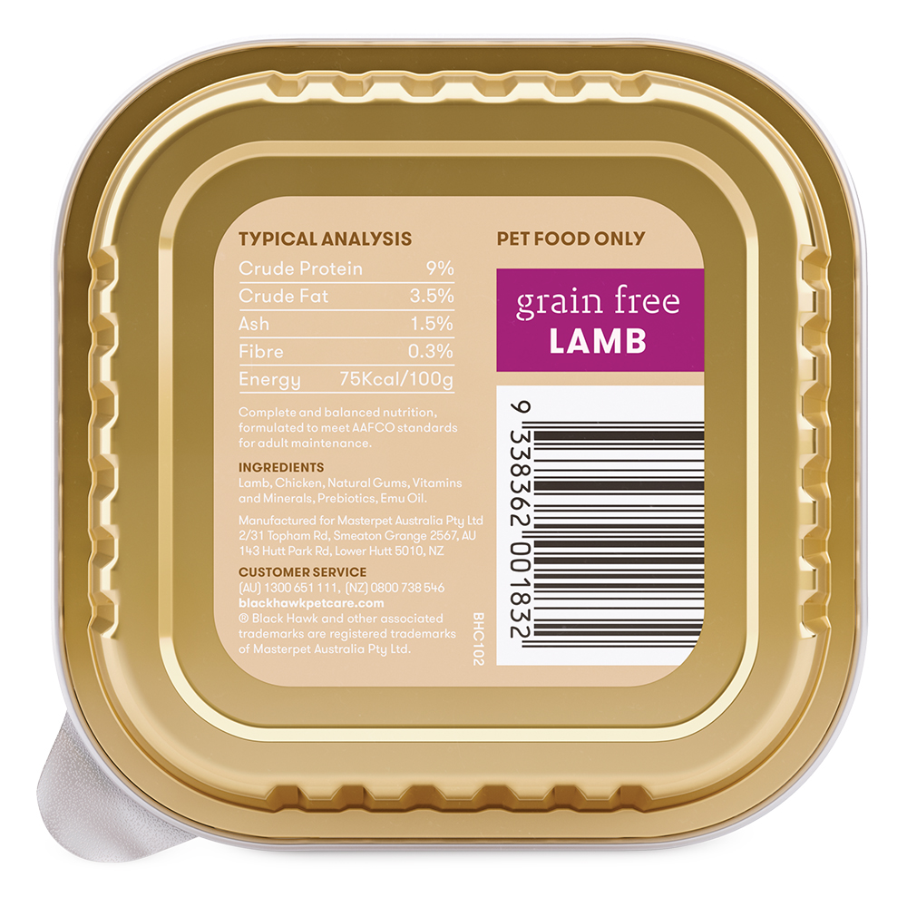 Black Hawk Grain Free Adult Lamb Wet Dog Food 100gm