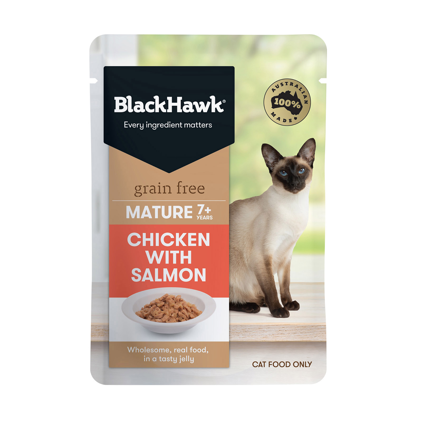 Black Hawk Grain Free Mature 7+ Chicken with Salmon Wet Cat Food 85gm