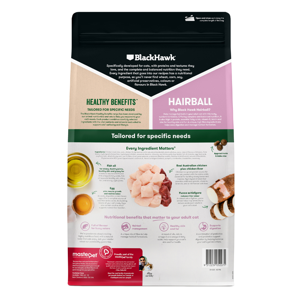 Black Hawk Healthy Benefits Hairball Adult 1+ Chicken Dry Cat Food