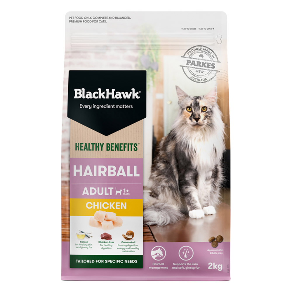 Black Hawk Healthy Benefits Hairball Adult 1+ Chicken Dry Cat Food  2 Kg