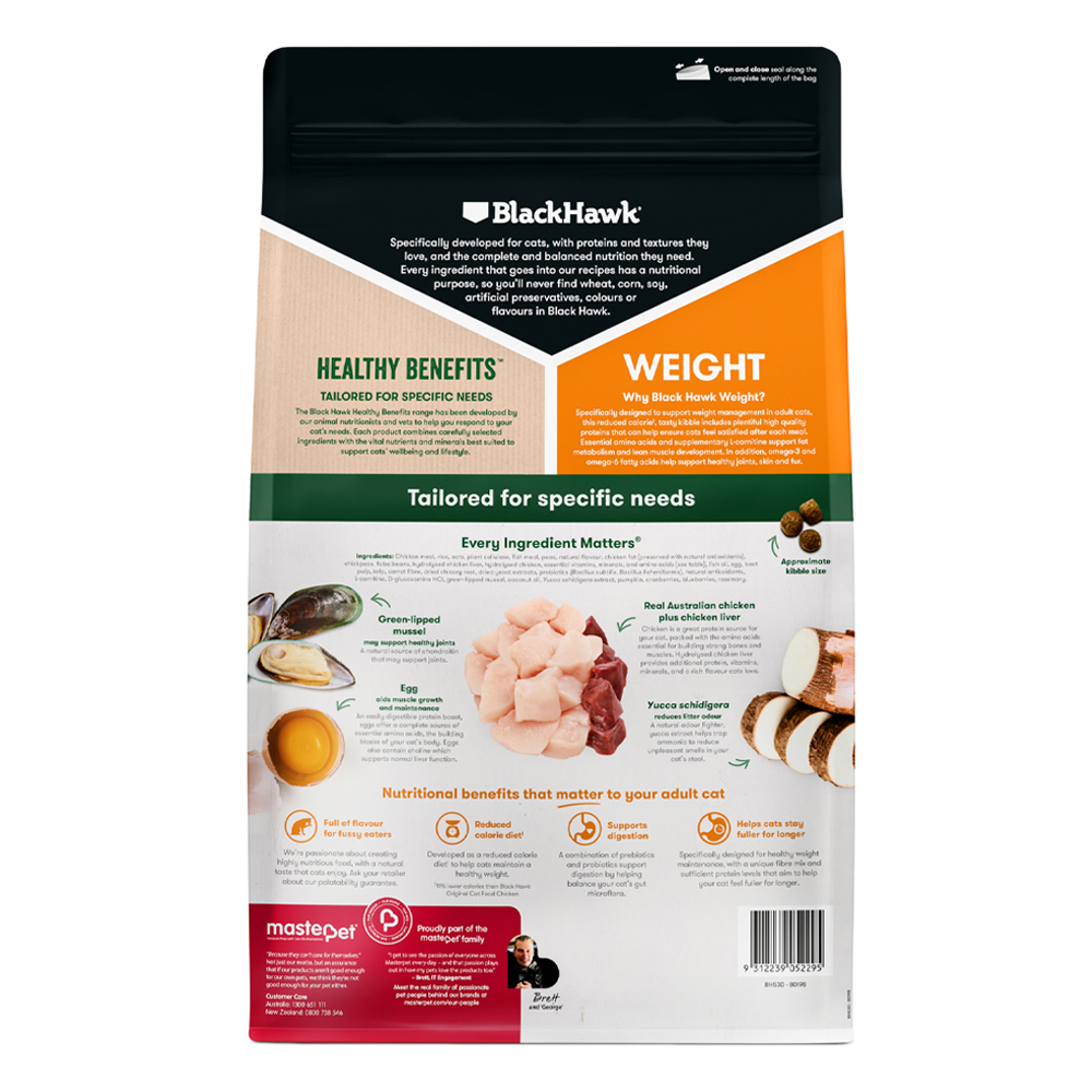 Black Hawk Healthy Benefits Weight Adult 1+ Chicken Dry Cat Food