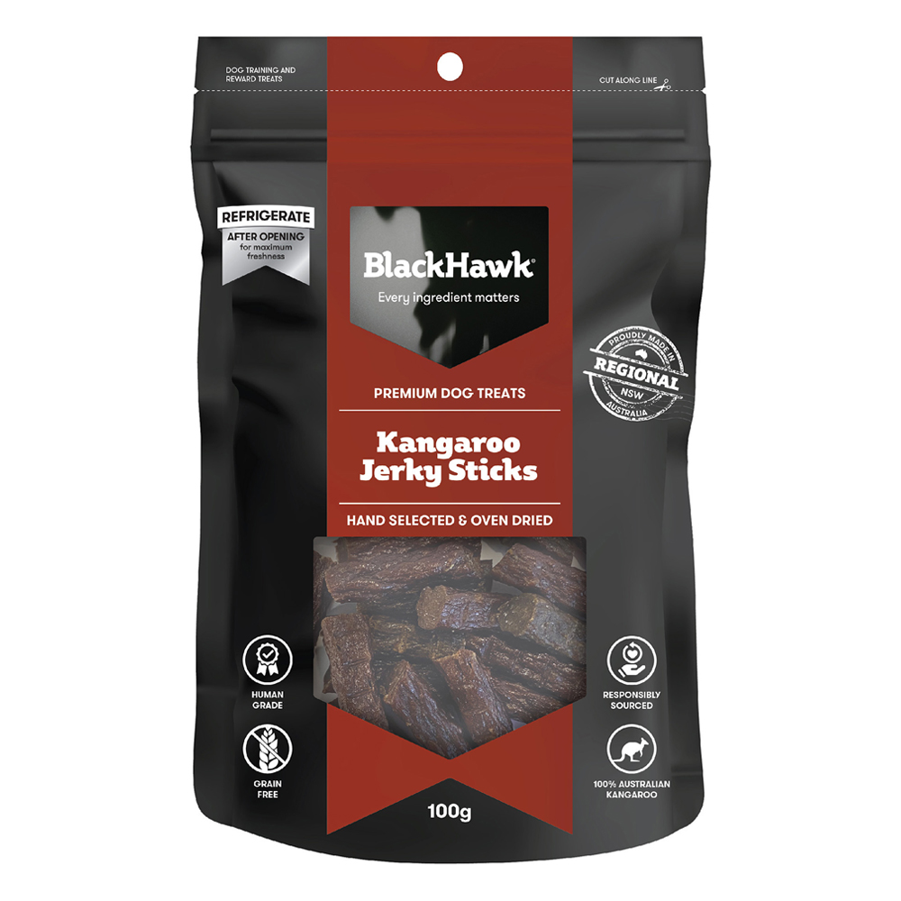 Black Hawk Kangaroo Jerky Sticks Dog Treats  100 Gm