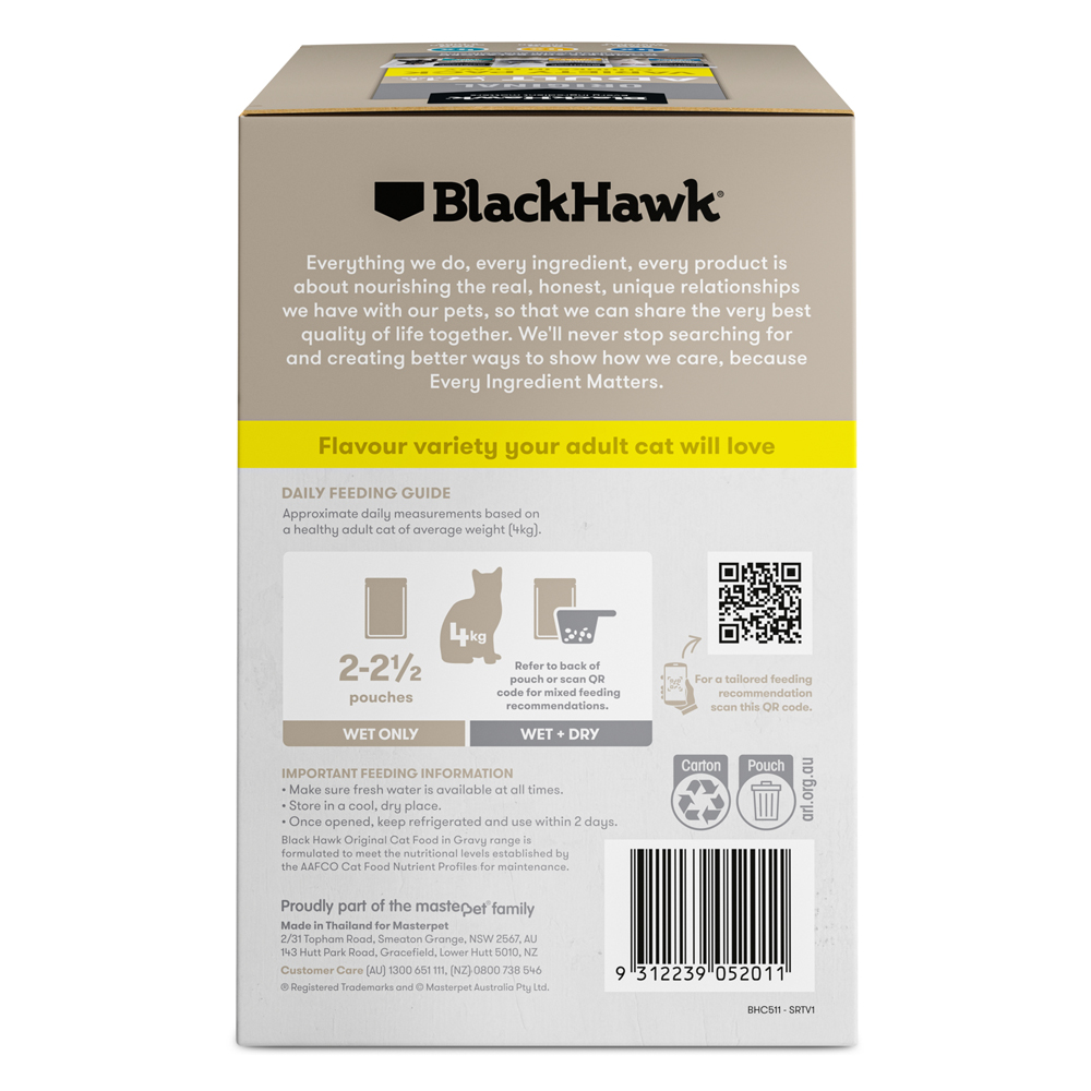 Black Hawk Original Adult 1+ Variety Pack Chunks in Gravy  Wet Cat Food 85 Gms