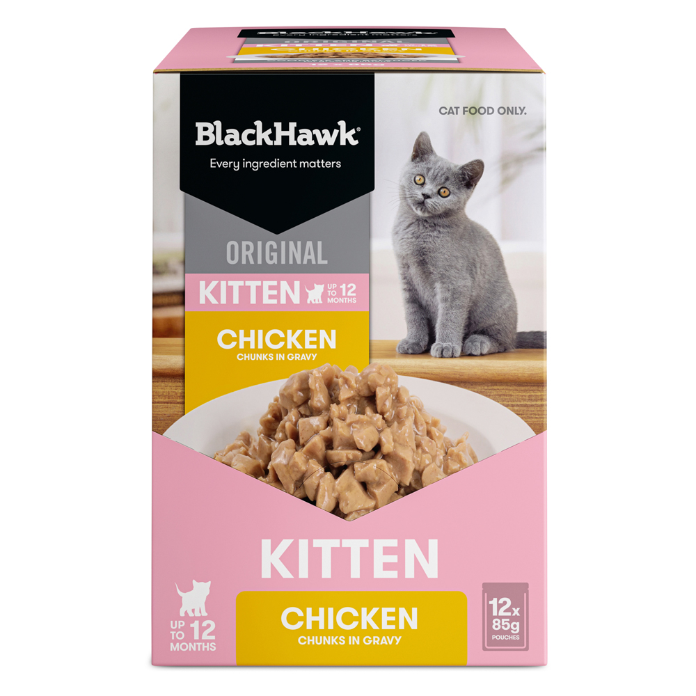 Black Hawk Original Kitten Chicken Chunks in Gravy Dry Cat Food 85 Gms