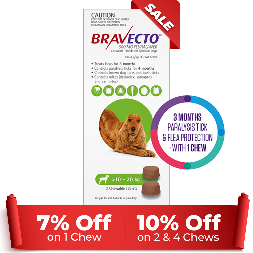Bravecto For Medium Dogs 10-20Kg (Green)