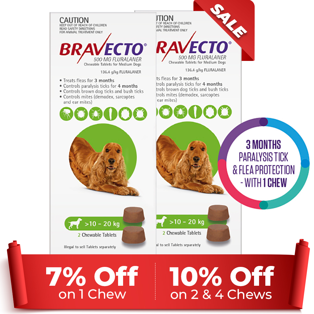 Bravecto For Medium Dogs 10-20Kg (Green)