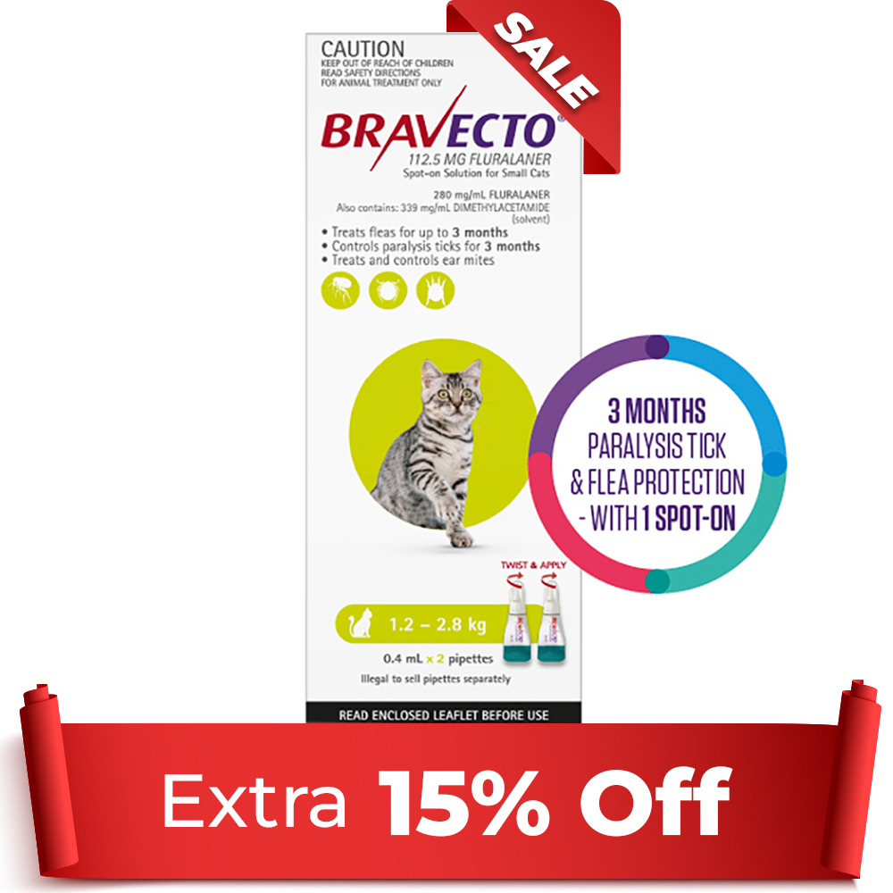 Bravecto Spot On For Small Cats (1.2 - 2.8 kg) Light Green