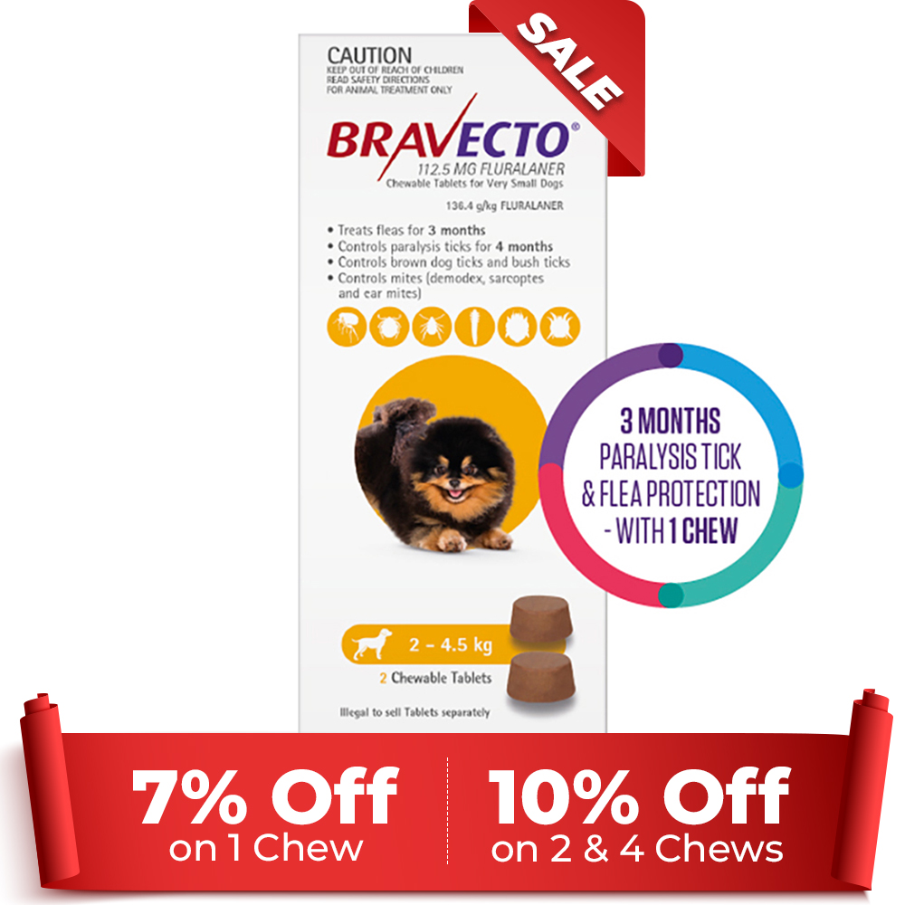 Bravecto For Toy Dogs 2-4.5Kg (Yellow)