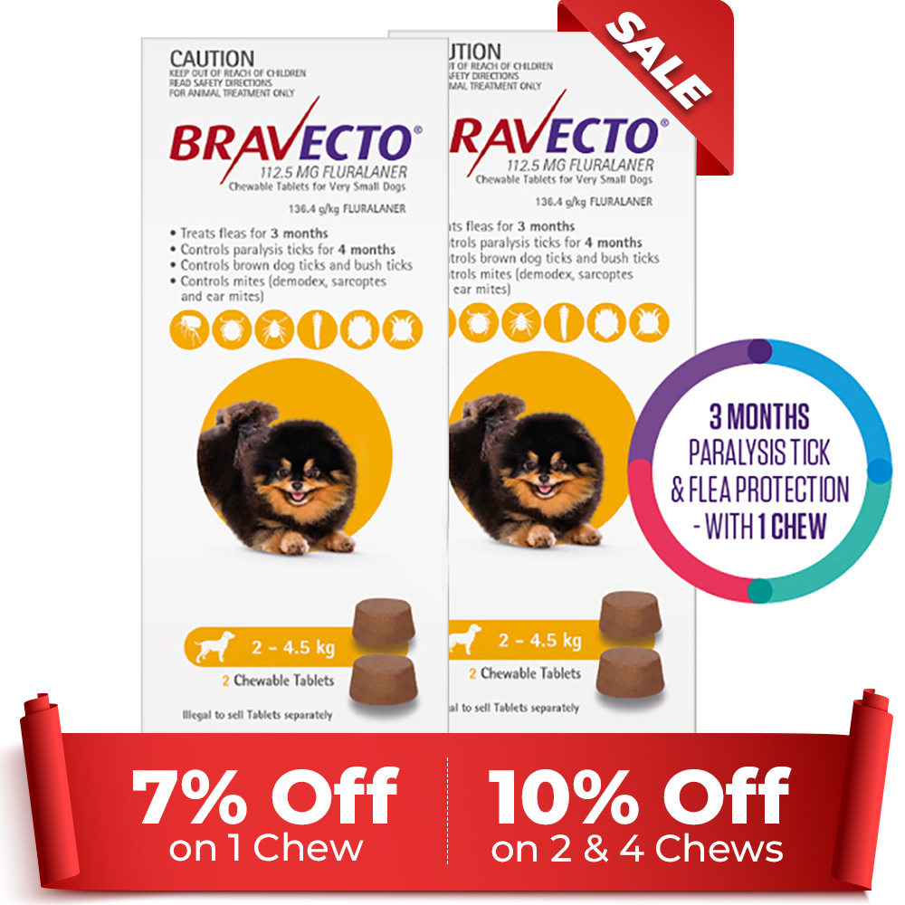 Bravecto For Toy Dogs 2-4.5Kg (Yellow)
