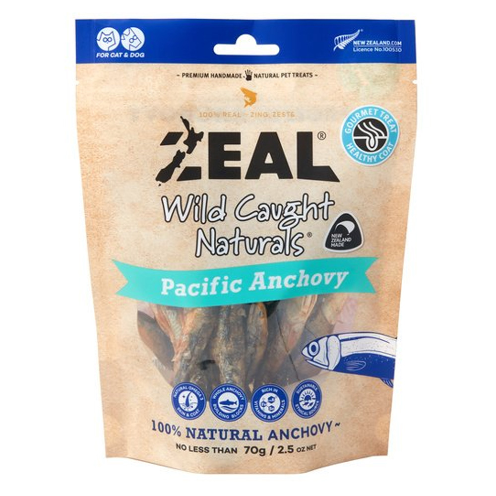 Zeal Wild Caught Naturals Pacific Anchovy Treats for Dogs and Cats