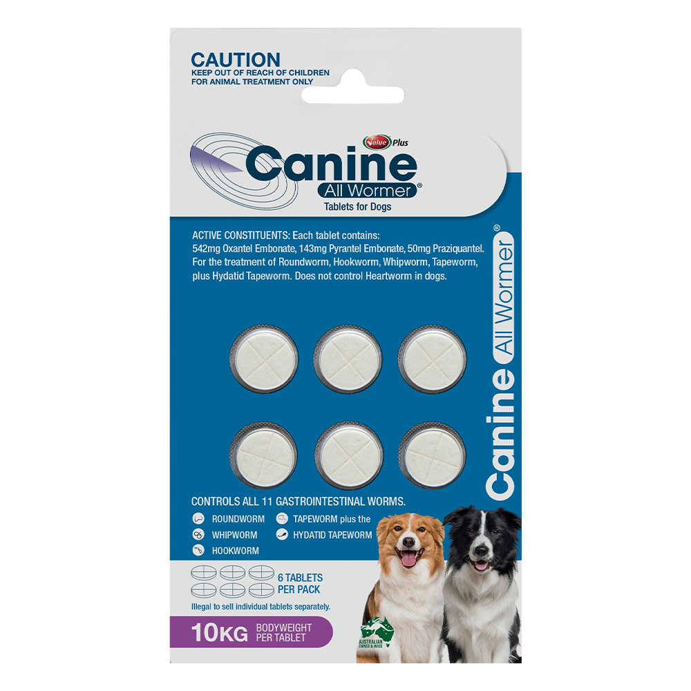 Value Plus Canine All Wormer Tablets for Dogs 10kg (Purple)