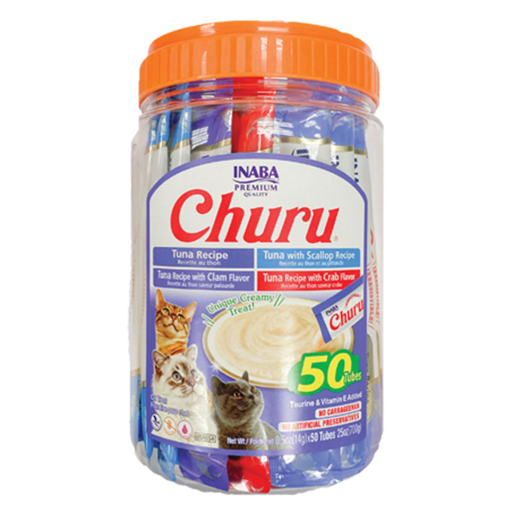 Inaba Churu Tuna And Seafood Variety Packs Cat Treats  50 Tubes