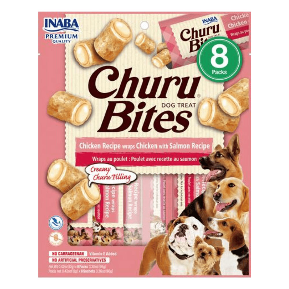 Inaba Churu Bites Chicken Recipe Wraps Chicken With Salmon Recipe Dog Treat  8 Pack