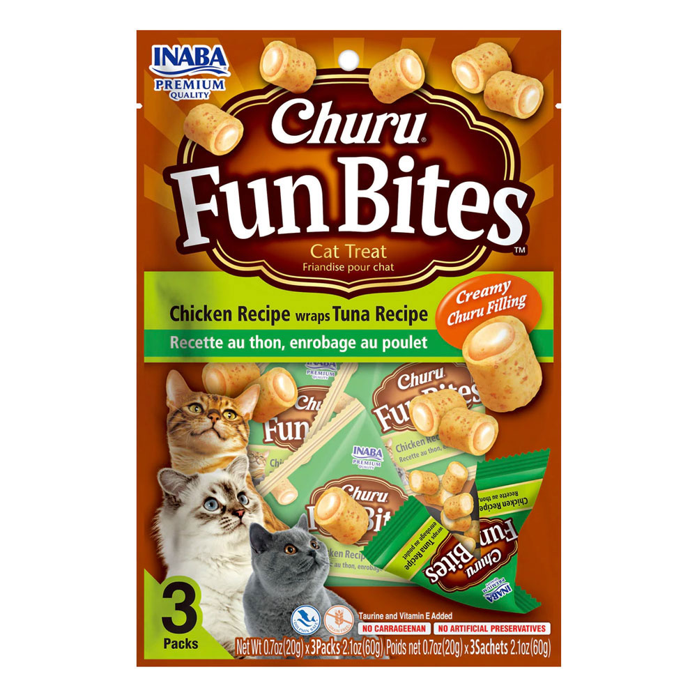 Inaba Churu Fun Bites Chicken Recipe Wraps Tuna Recipe Cat Treat  3 Pack