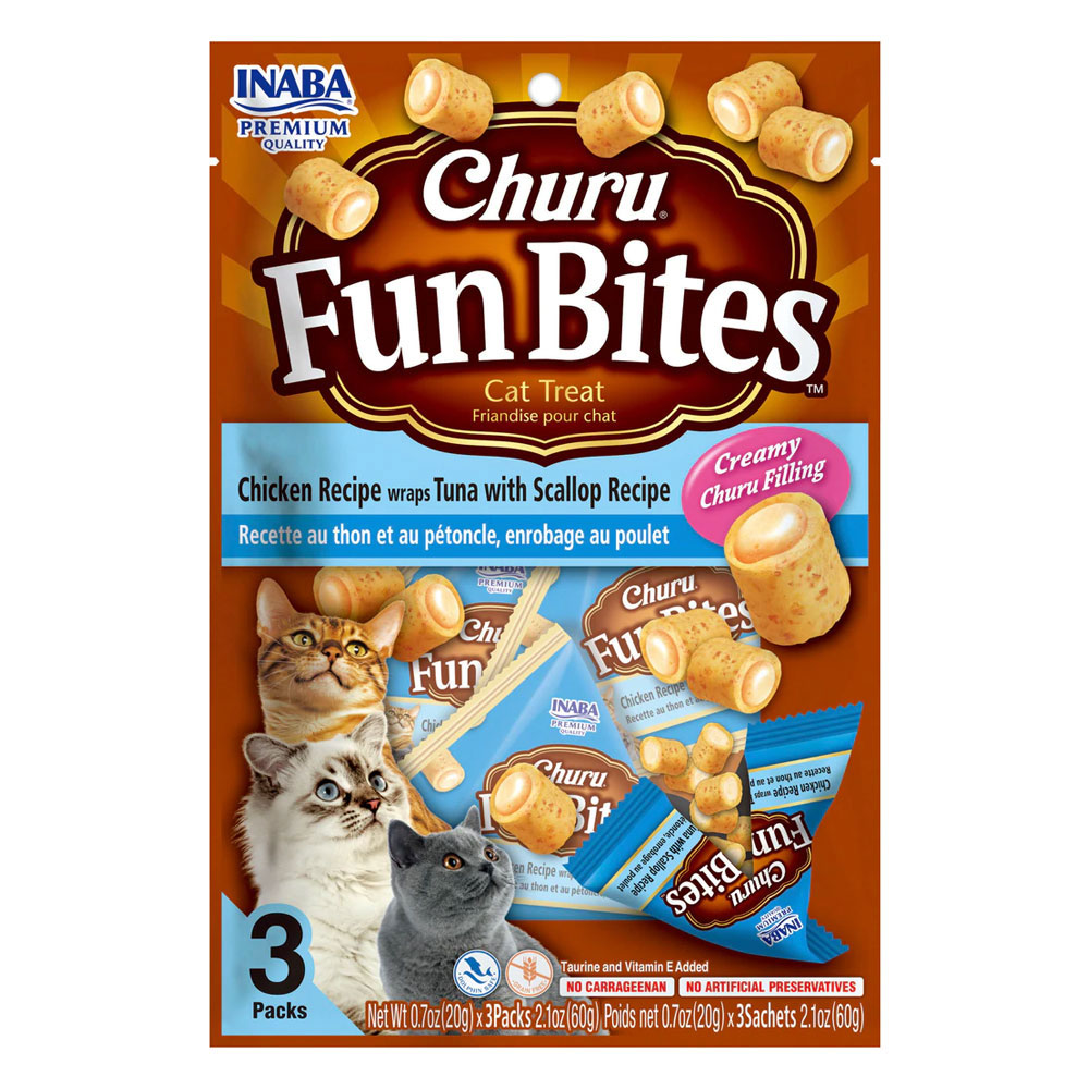 Inaba Churu Fun Bites Chicken Recipe Wraps Tuna With Scallop Recipe Cat Treat  3 Pack