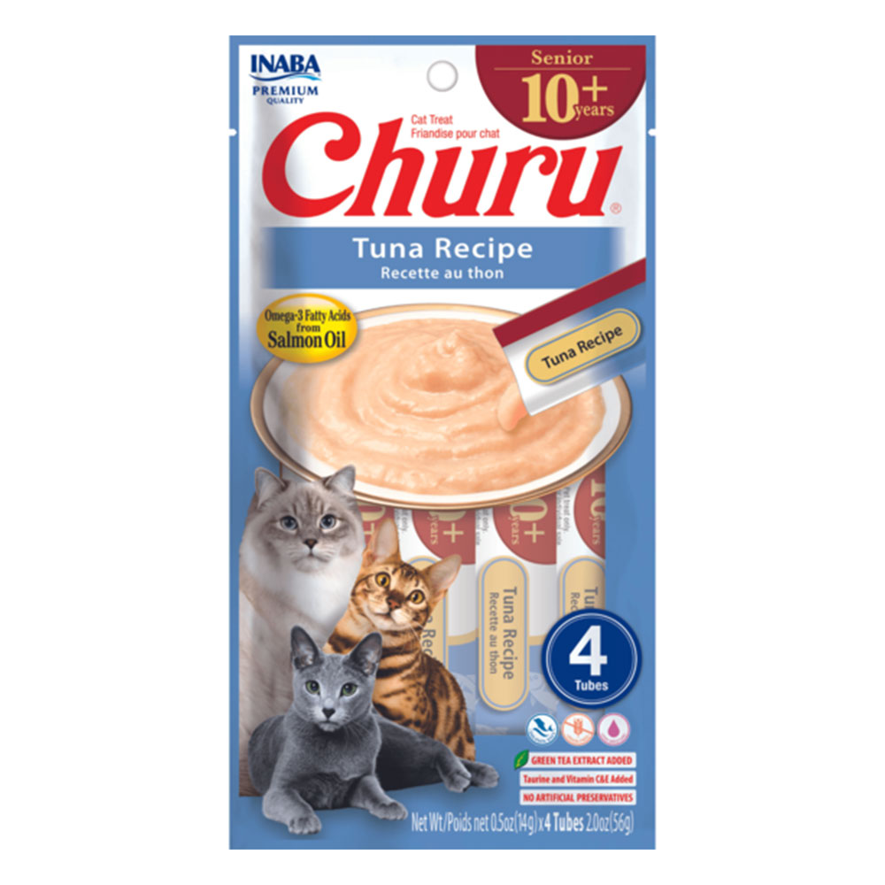Inaba Churu Senior 10+ Years Tuna Recipe Cat Treat  4 Tubes