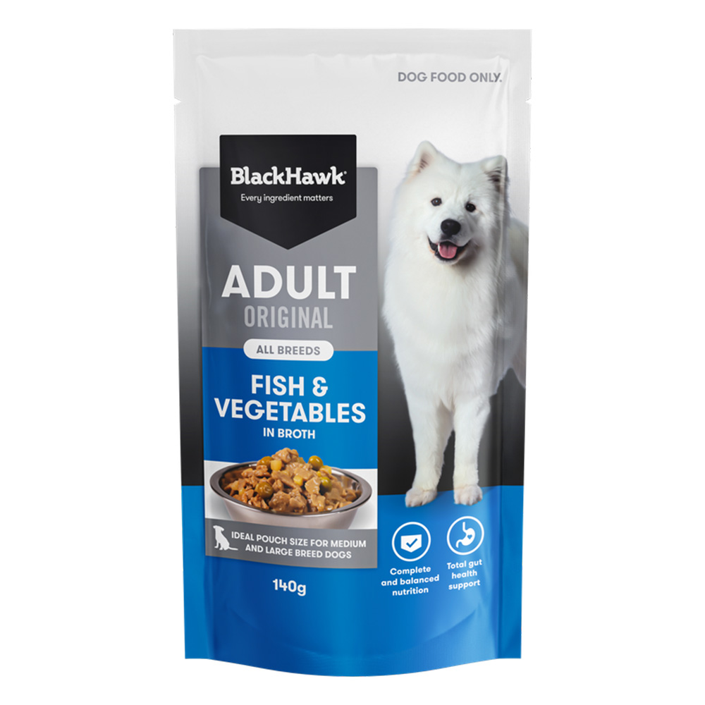 Black Hawk Adult Original All Breeds Fish & Vegetables in Broth Wet Dog Food 140Gm