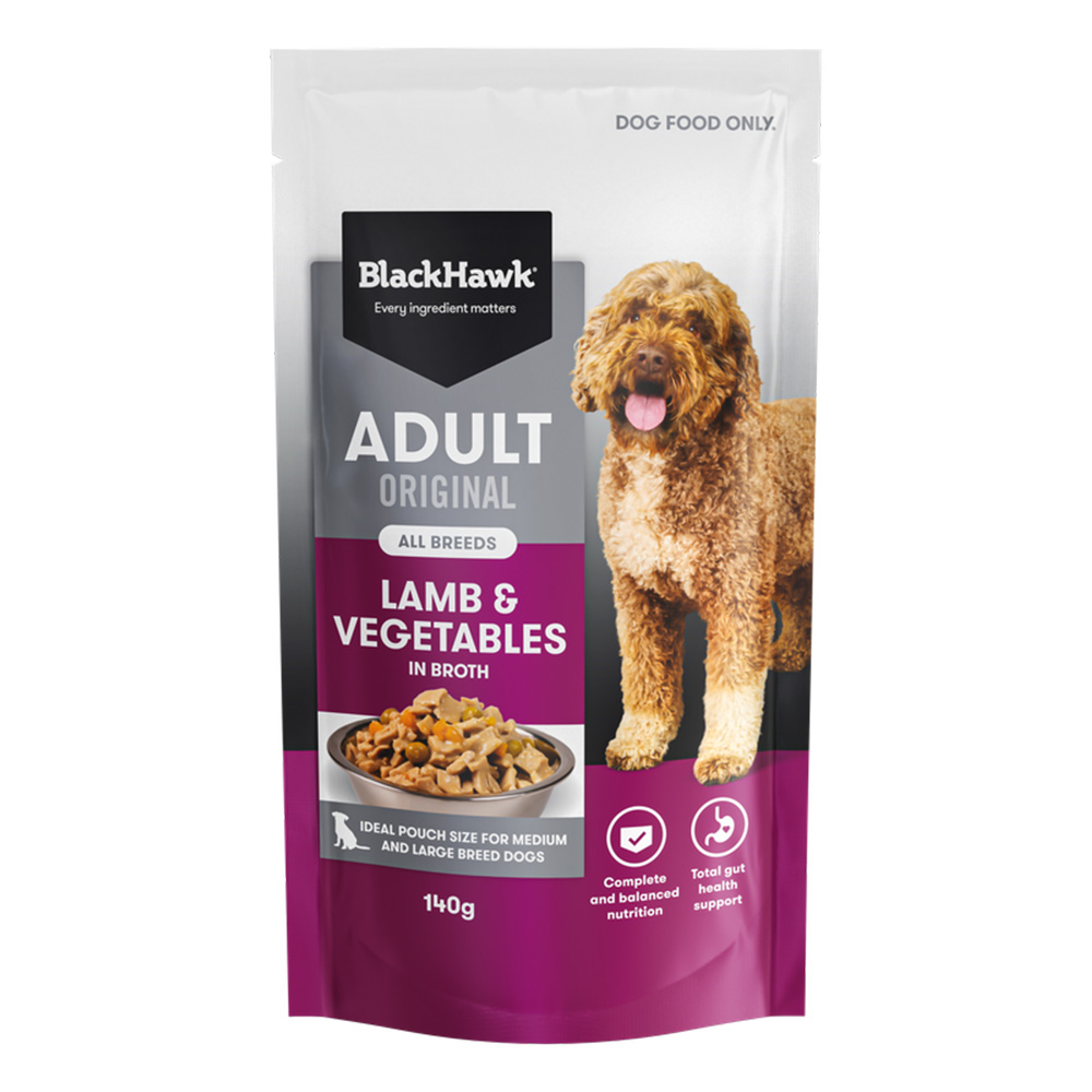 Black Hawk Adult Original All Breeds Lamb & Vegetables in Broth Wet Dog Food 140Gm