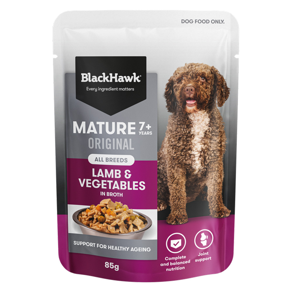 Black Hawk Mature 7+ Original All Breeds Lamb & Vegetables in Broth Wet Dog Food