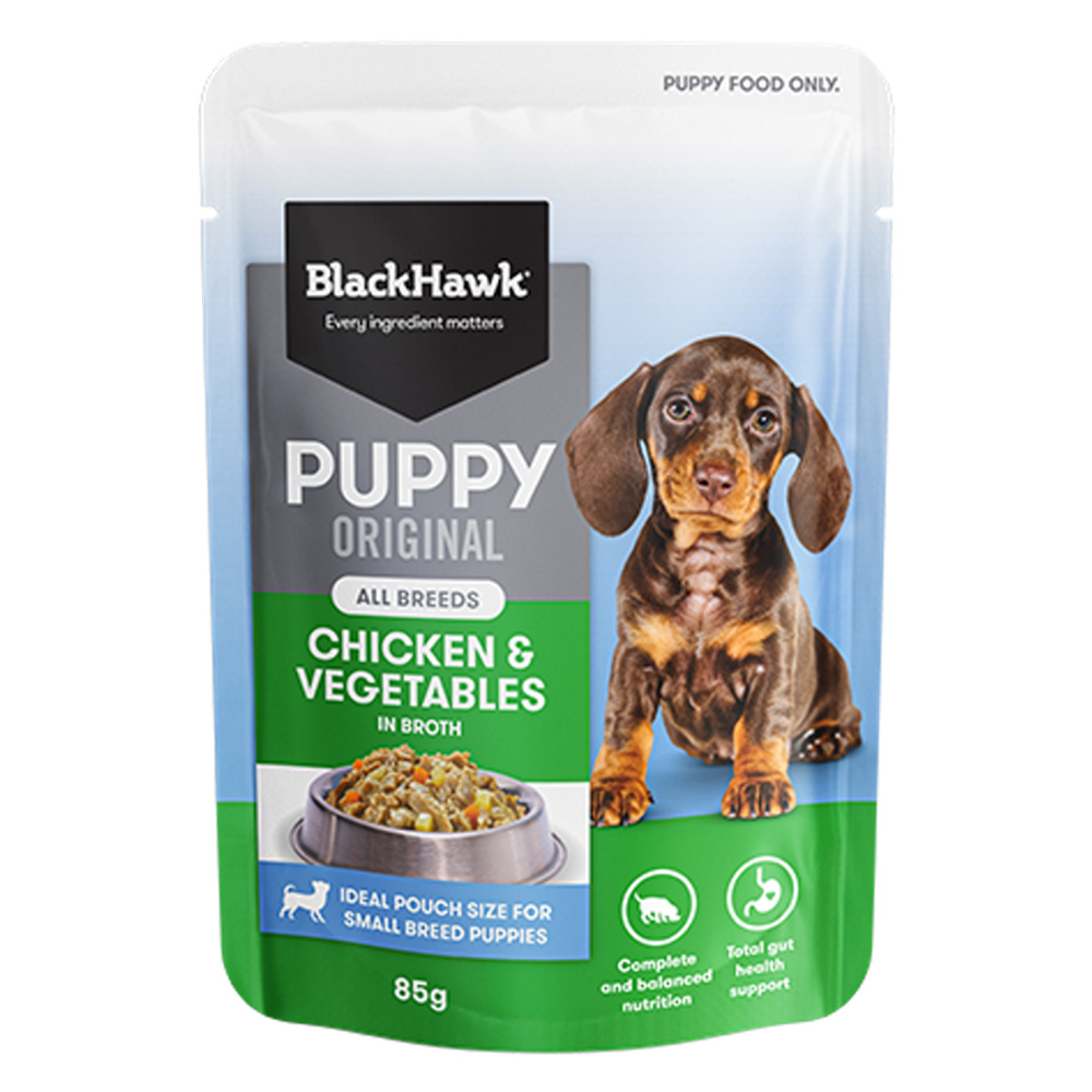 Black Hawk Puppy Original All Breeds Chicken & Vegetables in Broth Wet Dog Food