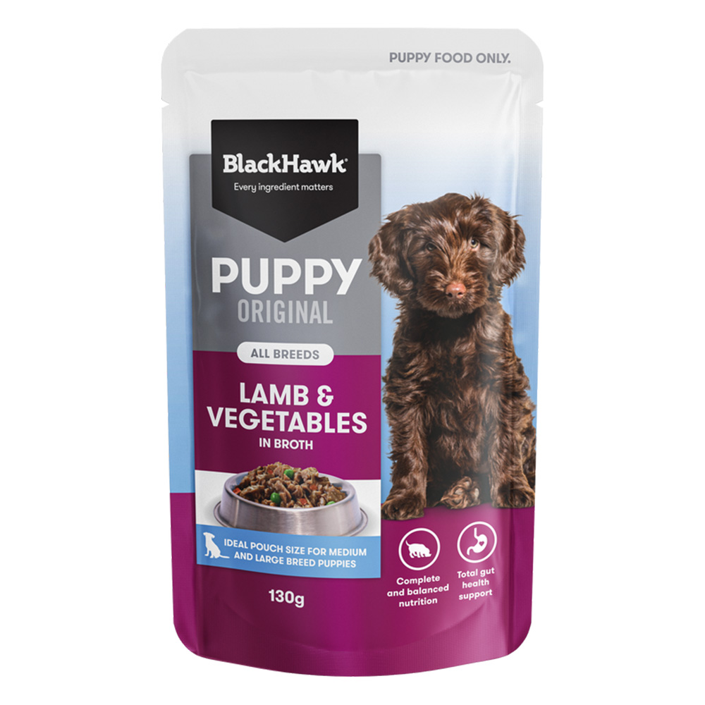 Black Hawk Puppy Original All Breeds Lamb & Vegetables In Broth Wet Dog Food 130gm 10 Pack